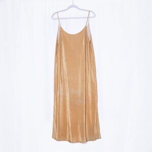 Kimchi Blue Gold Accordion Pleat Slip Dress